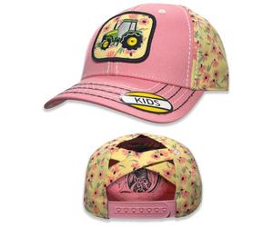 John Deere Kids Tractor Pony Tail Baseball Cap Hat Pink