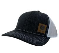 John Deere Men's 6-Panel Black/White Leather Patch Mesh Back Hat