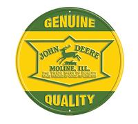 John Deere Plaque de qualité ronde - 30,5 cm - Jaune