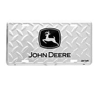 John Deere Plaque d'immatriculation argentée avec logo noir