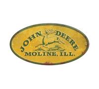 John Deere Plaque en métal JD Moline ILL. Jaune vintage