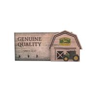 John Deere Porte-clés 3D en bois de grange avec slogan authentique de qualité