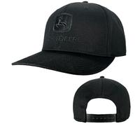 John Deere Solid Black 6-Panel Adjustable Snapback Hat with Embroidered Logo