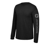 John Deere Solid Long Sleeve Tee with Logo on Sleeve, Black- Large