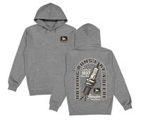 JOHN DEERE Sweat à capuche gris avec inscription « Genuine Parts & Service » imprimé au dos et logo - Pour les agriculteurs et les fans d'atelier, gris, XL