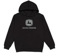 John Deere Sweat à capuche, logo de marque déposée, Noir avec logo gris, Large