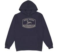 John Deere Sweat-shirt à capuche, Logo de marque déposée, Gris chiné (US, Alpha, X-Large, Regular, Regular, BLEU MARINE avec logo gris)