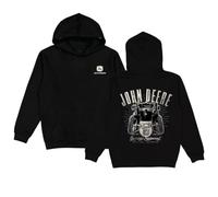 JOHN DEERE Sweatshirt à capuche noir avec impression de tracteur au dos et design « Genuine Equipment » Pour les agriculteurs et les fans, Noir , XXL