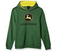 John Deere Tractor Sweat-Shirt à Capuche en Polaire pour Enfant garçon, Marque déposée Verte, 14-16