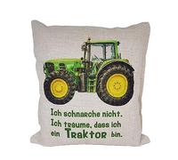 John Deere Trecker Coussin avec inscription en allemand "Ich schnarche nicht Cadeau Anniversaire"