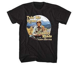 John Denver Country Roads Men's T Shirt Take me Home Mountain Range BlackLarge