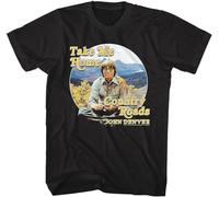 John Denver Country Roads Take Me Home Mountain Range Unisex 100% Cotton Short-Sleeve T-Shirts Black L