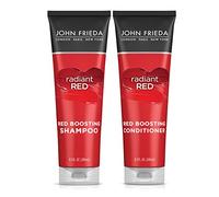 John Frieda Ensemble shampoing et après-shampooing rehausseur de rouge, shampoing et après-shampooing rouge radieux pour cheveux roux, aide à améliorer les nuances de cheveux roux, avec grenade et