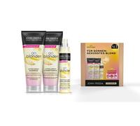 John Frieda Go Blonder Kit avantageux pour cheveux blonds - Shampoing, après-shampoing, spray éclaircissant et masque pour les yeux MegRhythm gratuit - Éclaircit progressivement - Convient également