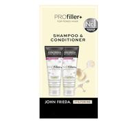 John Frieda PROfiller+ Kit - Shampoing, 250 ml & après-shampoing, 250 ml - Type de cheveux : fin - Densifie et nourrit les cheveux - Avec biotine et acide hyaluronique
