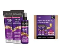 John Frieda Frizz Ease Wunder Kit de réparation - Shampoing, après-shampoing, spray de soin immédiat et masque pour les yeux MegRhythm - Programme bien-être pour la maison