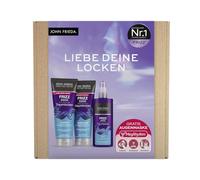 John Frieda Traumlocken Kit avantageux pour cheveux bouclés - Shampoing, après-shampoing, spray coiffant & masque pour les yeux MegRhythm gratuit - Pour des boucles bien définies - Hydrate les cheveux