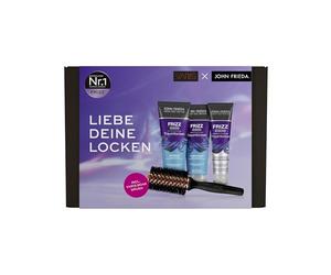 John Frieda Varis Frizz Ease Traumlocken Kit avantageux - Contenu : shampooing, 250 ml/après-shampoing, 250 ml/crème définissante bou 150 ml/brosse à cheveux Varis Boar Brush - Inspiré des