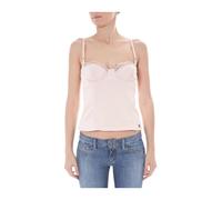 John Galliano, Femme, Tops, Rose, Taille: 38 FR Top rose avec dentelle et zip