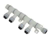 John Guest Bloc de distribution d'eau 4 compartiments 12 mm réglable à 360° pour camping-car, caravane, bateau