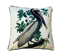 John James Audubon - Coussin rembourré "Brown Pelican" PM9587 (40 cm x 40 cm) (Blanc/Vert/Gris)
