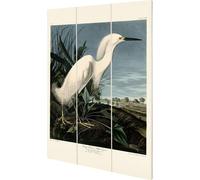John James Audubon - imprimé "Snowy Heron", Mini, bois PM10424 (29,5 cm x 20 cm x 1,2 cm) (Blanc/Vert/Bleu)