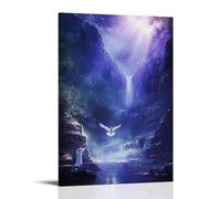 John le Baptiste Baptisant Jésus dans la rivière Jordan, As The Heavens Part And A Radiant Dove Descends upon The Scène. Poster contemporain à suspendre 60 x 90 cm