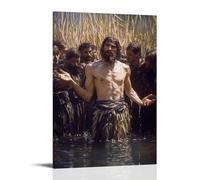 John le Baptiste baptisant la foule avec une ferveur sauvage, sa voix comme le tonnerre sous les roseaux oscillants du Jordan. Décoration murale contemporaine - Poster décoratif à suspendre 60 x 90 cm