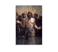 John le Baptiste baptisant la foule avec une ferveur sauvage, sa voix comme le tonnerre sous les roseaux oscillants du Jordan. Décoration murale contemporaine - Poster décoratif à suspendre 60 x 90 cm
