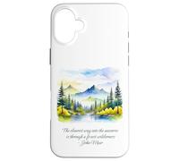 John Muir cite The Clearest Way Into The Universe Forest Coque pour iPhone 16 Plus