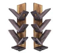 John Paddle Casier à vin mural en bois de pin vintage rétro 60 x 30 x 12 cm Étagère à bouteilles pour 3 bouteilles de vin avec support en verre pour 2 verres à vin Décoration murale Idée cadeau