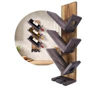 John Paddle Casier à vin mural en bois de pin vintage rétro 60 x 30 x 12 cm Étagère à bouteilles pour 3 bouteilles de vin avec support en verre pour 2 verres à vin - Décoration murale - Idée cadeau