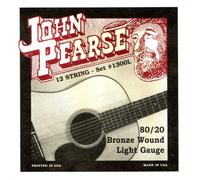 John Pearse Strings® 1300L Jeu de Cordes pour 12-String Guitare Acoustique - 80/20 Bronze Wound - Light Gauge 010-010/047-027