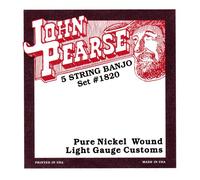 John Pearse Strings® 1820L Jeu de Cordes pour Banjo 5-Cordes - Light - Pure Nickel Wound - Extra Long