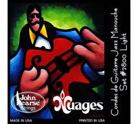 John Pearse Strings® 2800L Nuages Jeu de Cordes pour Guitare Acoustiques de Maccaferri®/Selmer® Style - Silvered Copper Wound/Silk Wrapped - Light Gauge 010/045