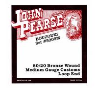 John Pearse Strings® 5205M Jeu de Cordes pour Irish Bouzouki - 80/20 Bronze Wound - Loop End - 10 Cordes Simples - Medium Gauge Customs 13-44