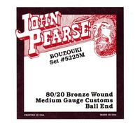 John Pearse Strings® 5225M Jeu de Cordes pour Irish Bouzouki - 80/20 Bronze Wound - Ball-End - 10 Cordes Simples - Medium Gauge Customs 13-44