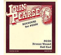 John Pearse Strings® 5250 Jeu de Cordes pour Irish Bouzouki - 80/20 Bronze Wound - Ball-End - 8 Cordes Simples - Light Gauge Customs 10-40