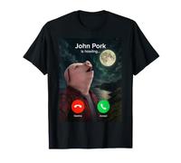 John Pork est en Train de Hurler Wild Wolf Moon Meme Funny Dank Brainrot T-Shirt