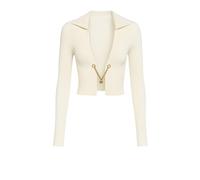 John Richmond, Femme, Pulls, Blanc, Taille: 40 FR Deep V Top with Metal Front Closure