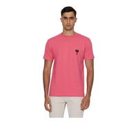 John Richmond, Homme, Tops, Rose, Taille: S T-shirt ras du cou avec motif graphique sur le devant