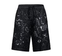 John Richmond - Shorts Bermuda noirs avec des détails brillants et une impression sur le devant - Homme - Shorts - Noir - Taille: L