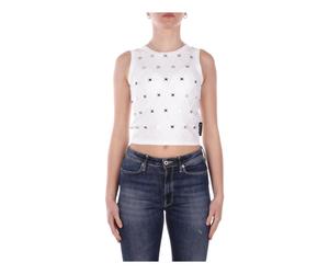 John Richmond - Sleeveless Top Metallic Logo - Femme - Tops - Blanc - Taille: 40 FR