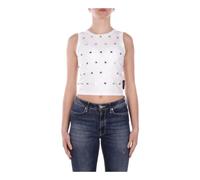 John Richmond - Sleeveless Top Metallic Logo - Femme - Tops - Blanc - Taille: 44 FR