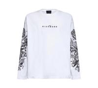 John Richmond - T-shirt à manches longues avec logo frontal - Homme - Sweatshirts et sweats à capuche - Blanc - Taille: M