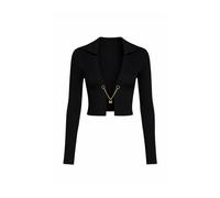 John Richmond - Top Col V Profond avec Fermeture Métallique sur le Devant - Femme - Pulls - Noir - Taille: 40 FR