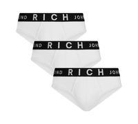 John Richmond - Tripack Slips Côtelés en Coton Taille Basse - Homme - Sous-vêtements - Blanc - Taille: S