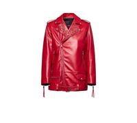 John Richmond - Veste de motard avec revers décoré et fermeture éclair asymétrique - Homme - Vestes - Rouge - Taille: M