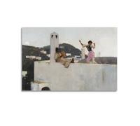 John Singer Sargent Poster Work《Capri Girl on A Rooftop (1878)》 Impression sur toile Décoration murale Décoration d'intérieur moderne 40 x 60 cm