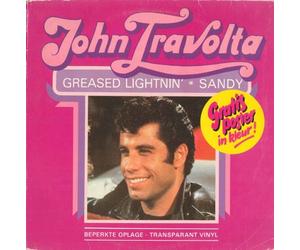 JOHN TRAVOLTA - JOHN TRAVOLTA. GREASED LIGHTIN' / SANDY. RARE 1978 13 TRACK IMPORT BLUE VINYL LP (NOT CD)